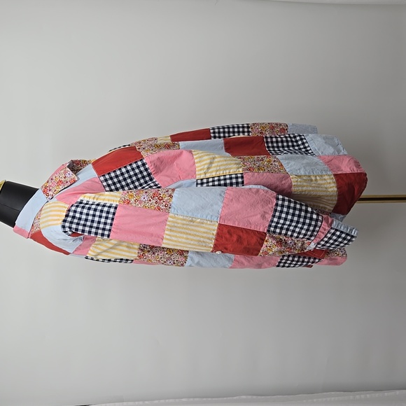 Lands' End Womens Poplin Boyfriend Button Front Patchwork Plus Size Curvy 1X - Picture 8 of 13